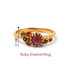 Sterling silver floral ring with natural ruby centerpiece for women