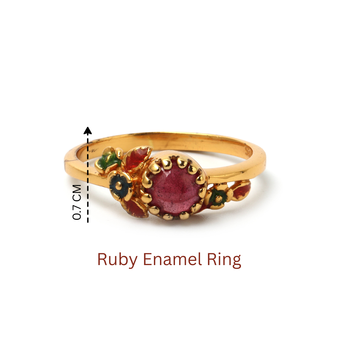 Sterling silver floral ring with natural ruby centerpiece for women