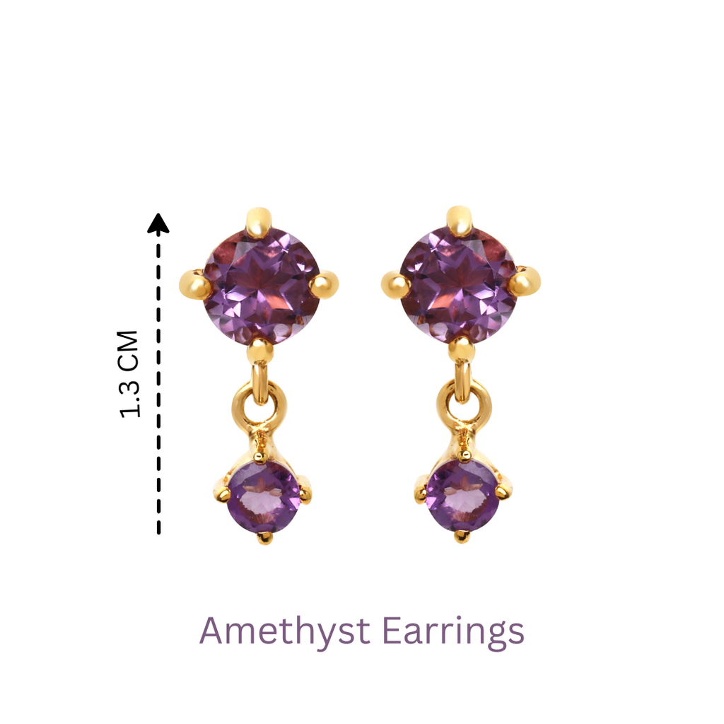 Gold plated sterling silver earrings featuring amethyst gemstones