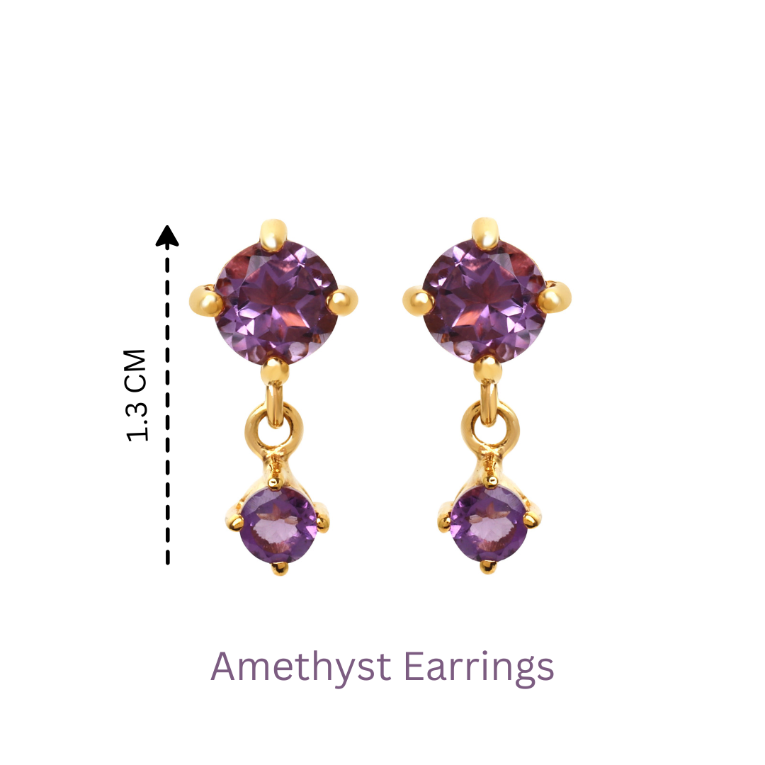Gold plated sterling silver earrings featuring amethyst gemstones