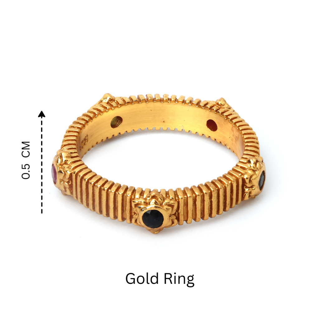 Minimalist gold plated gemstone band handcrafted in Thailand