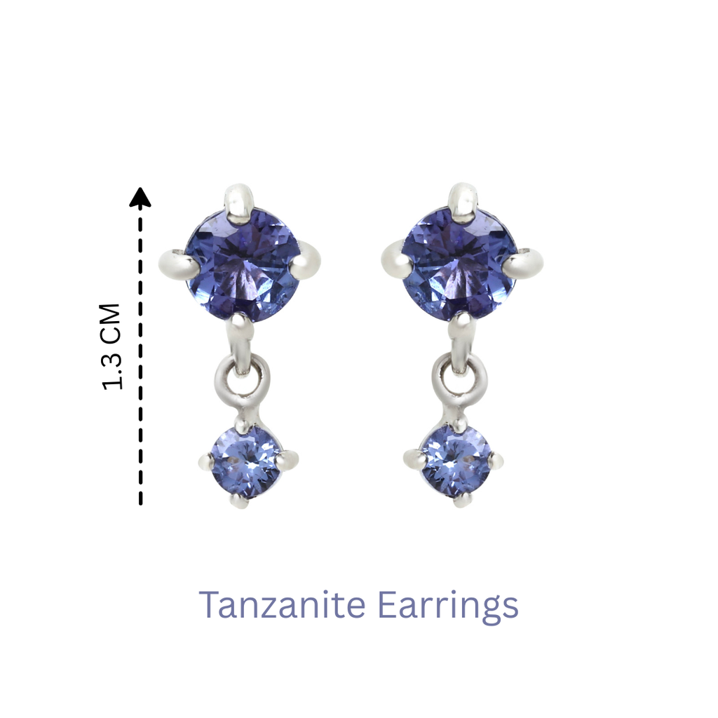 Sterling silver tanzanite earrings with modern drop design