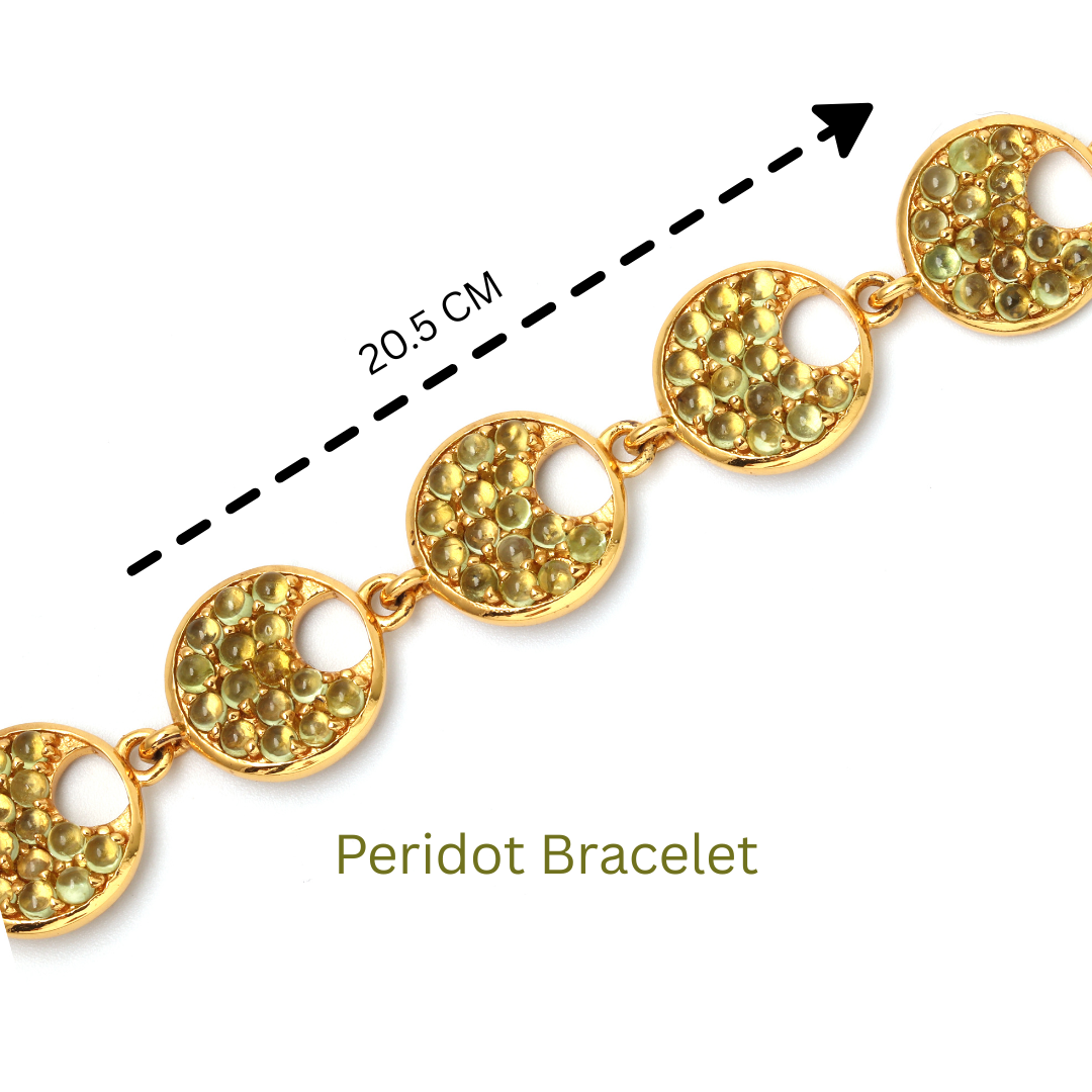 Luxury green peridot bracelet with gold plated finish for women
