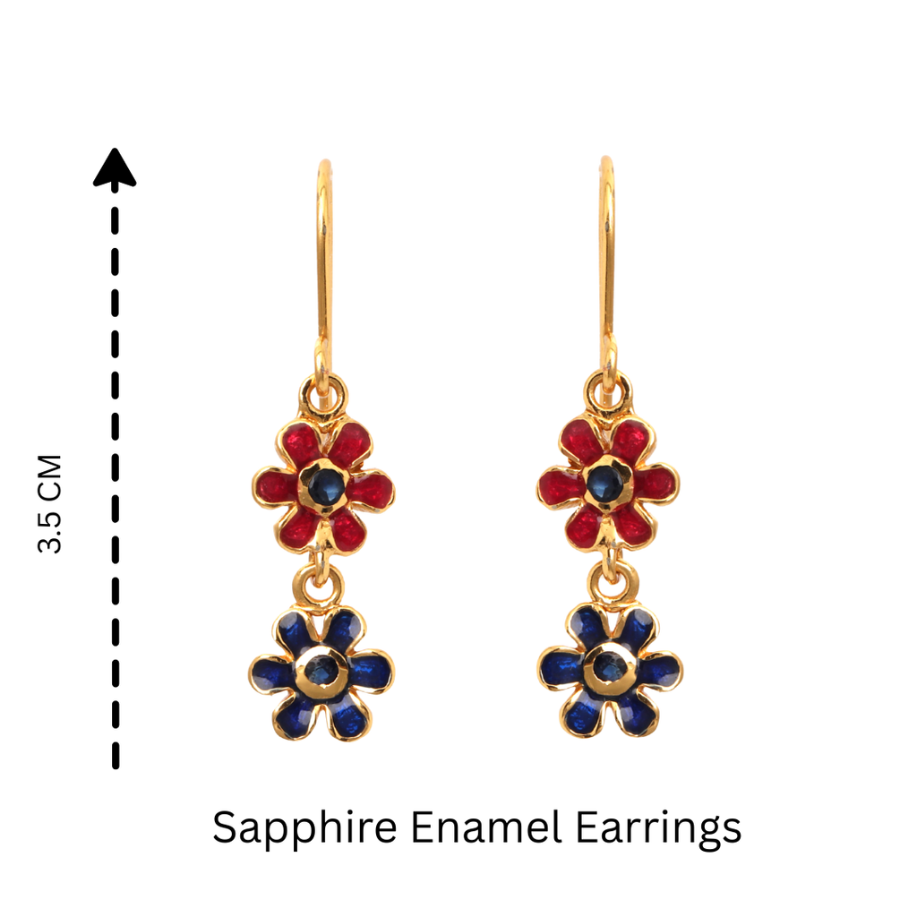 Minimalist floral sapphire earrings in sterling silver