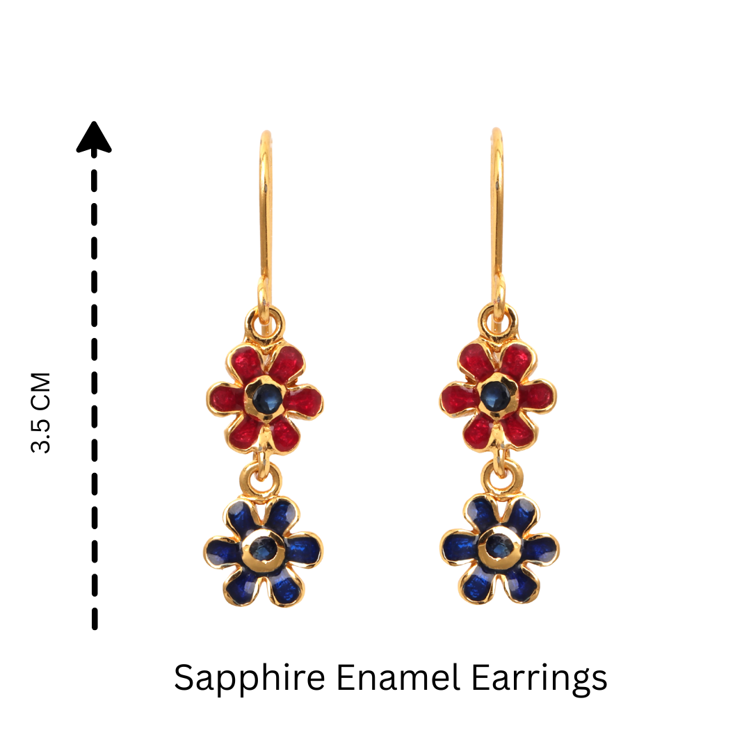 Minimalist floral sapphire earrings in sterling silver