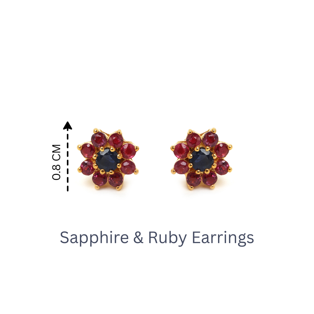Sapphire and ruby earrings in 925 sterling silver