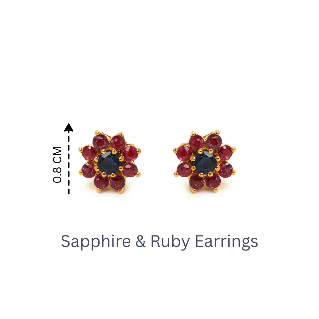 Sapphire and ruby earrings in 925 sterling silver