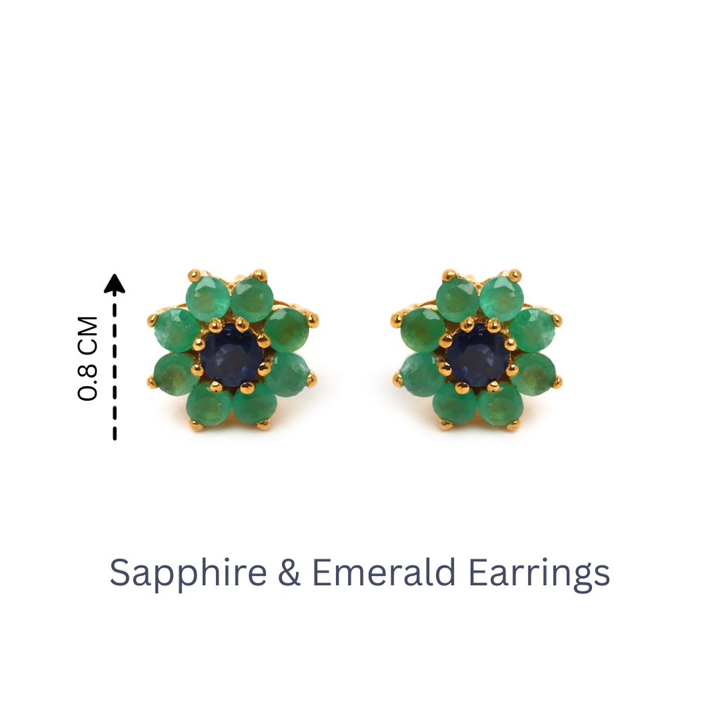 Sapphire and emerald earrings in 925 sterling silver