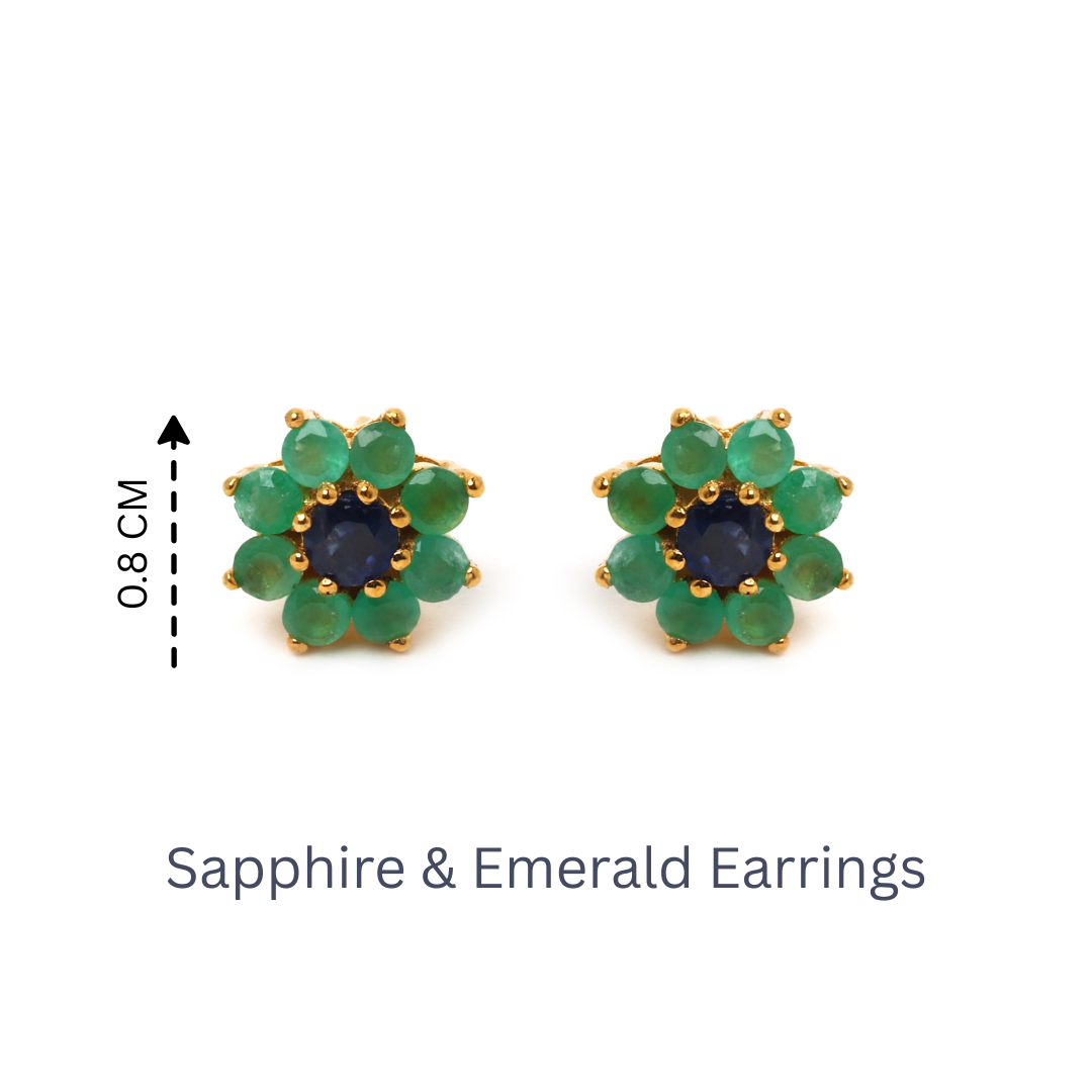Sapphire and emerald earrings in 925 sterling silver