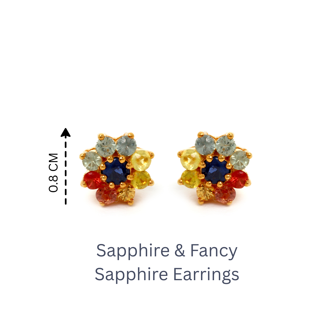 Gold plated sapphire floral earrings in sterling silver