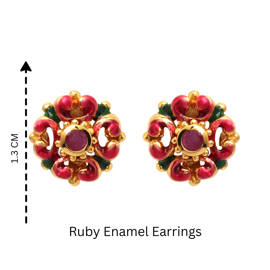 Vintage-inspired ruby floral earrings in sterling silver