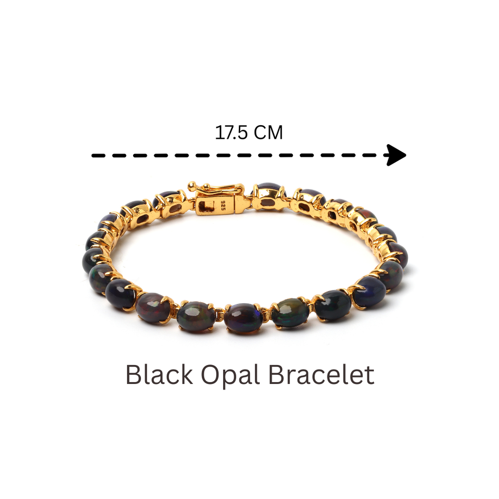 Sterling silver bracelet featuring oval black opal gemstones