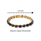 Sterling silver bracelet featuring oval black opal gemstones