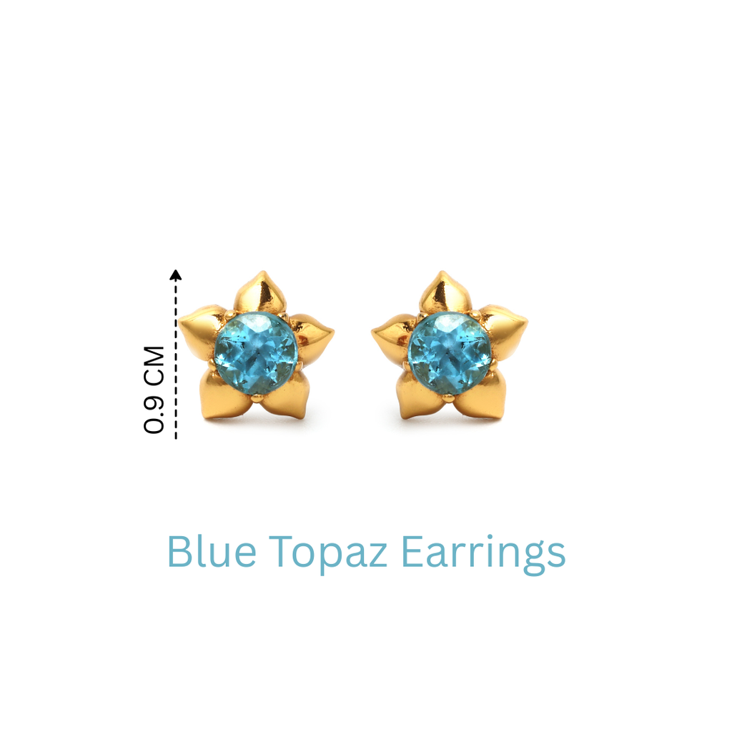 Delicate flower earrings featuring natural Blue Topaz gemstones