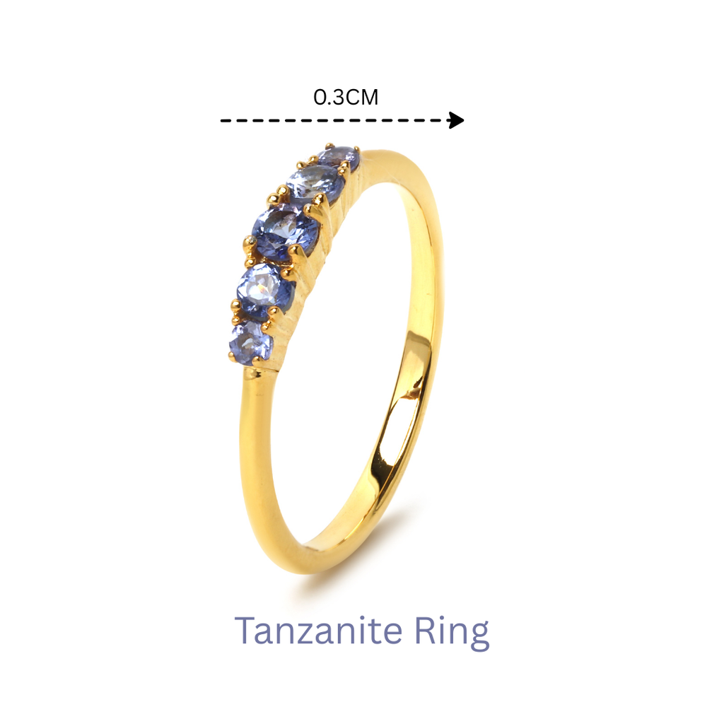 Elegant gold plated tanzanite band ring