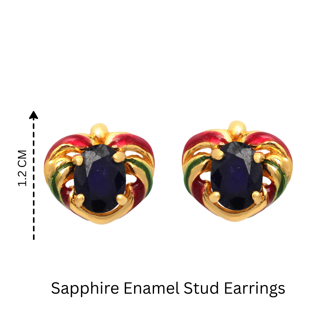 Luxury sapphire stud earrings with polished gold plated finish