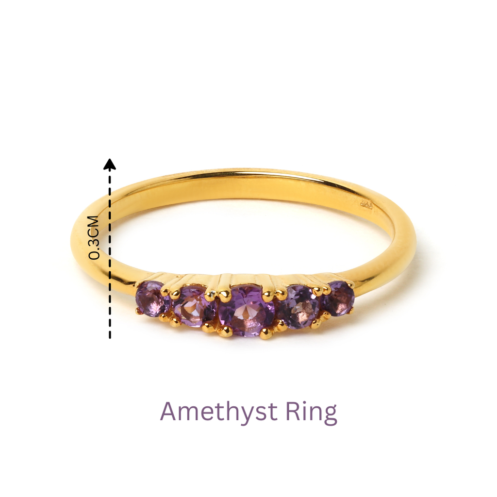 Five stone amethyst stacking ring in sterling silver