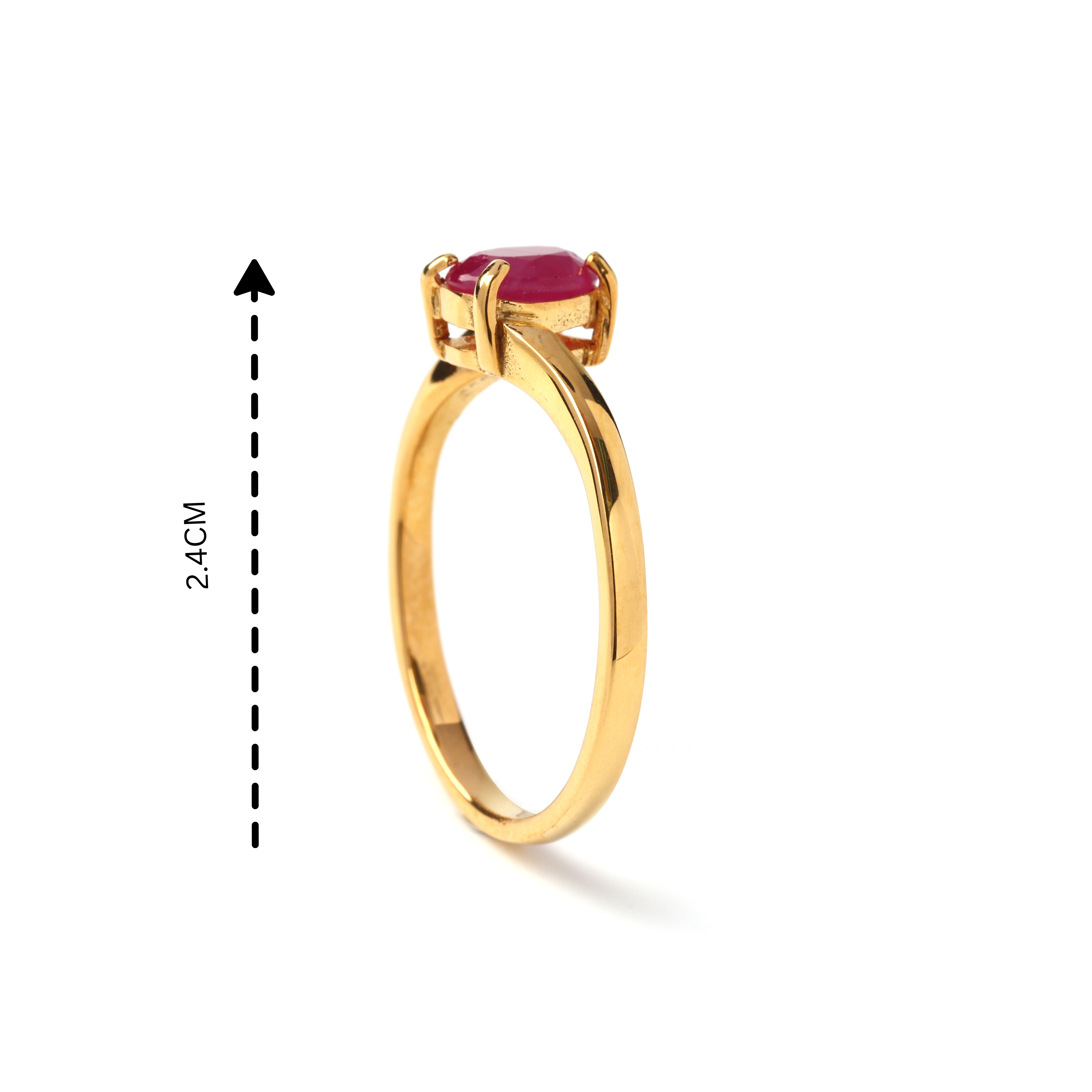 Aura-inspired ruby solitaire stacking ring in gold-finished 925 silver