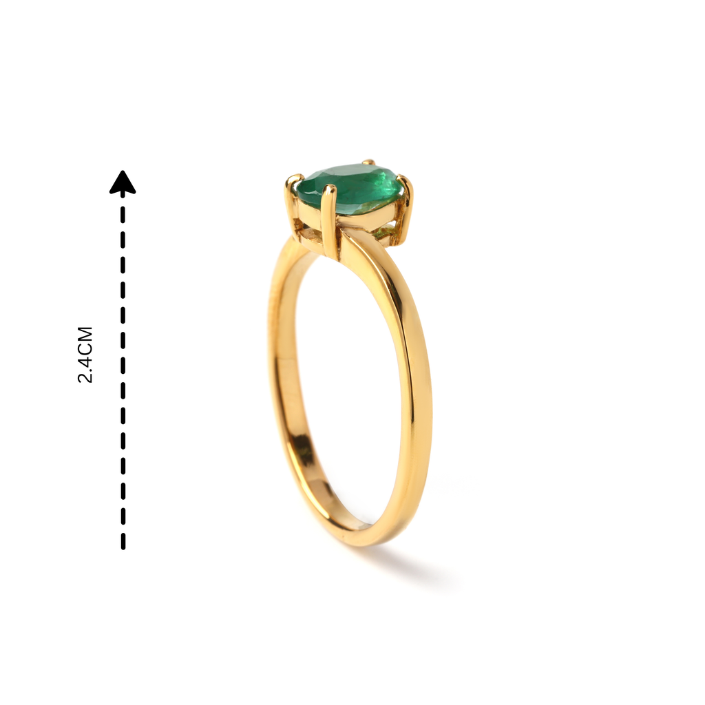 Elegant emerald Aura ring in 925 sterling silver, minimalist stackable design by Jewelry by Crimson