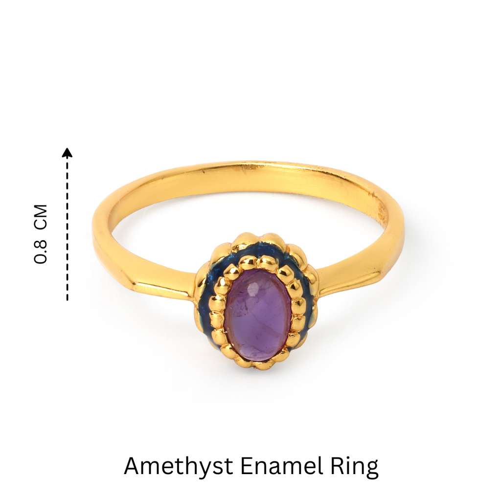 Handcrafted purple amethyst ring in gold plated sterling silver