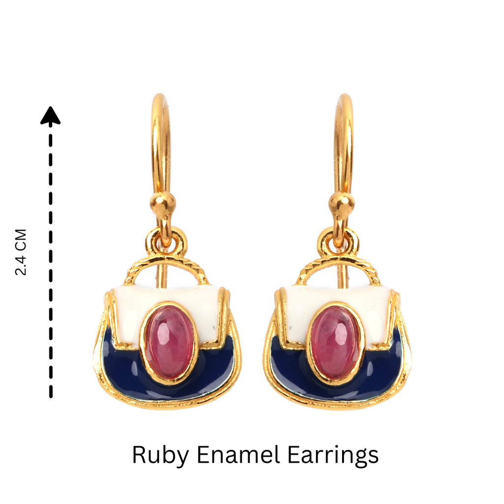 Women's ruby gemstone earrings with 14K gold plated sterling silver setting