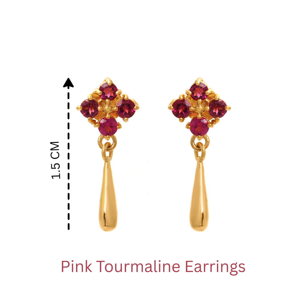 Minimalist luxury pink tourmaline earrings handcrafted in Thailand
