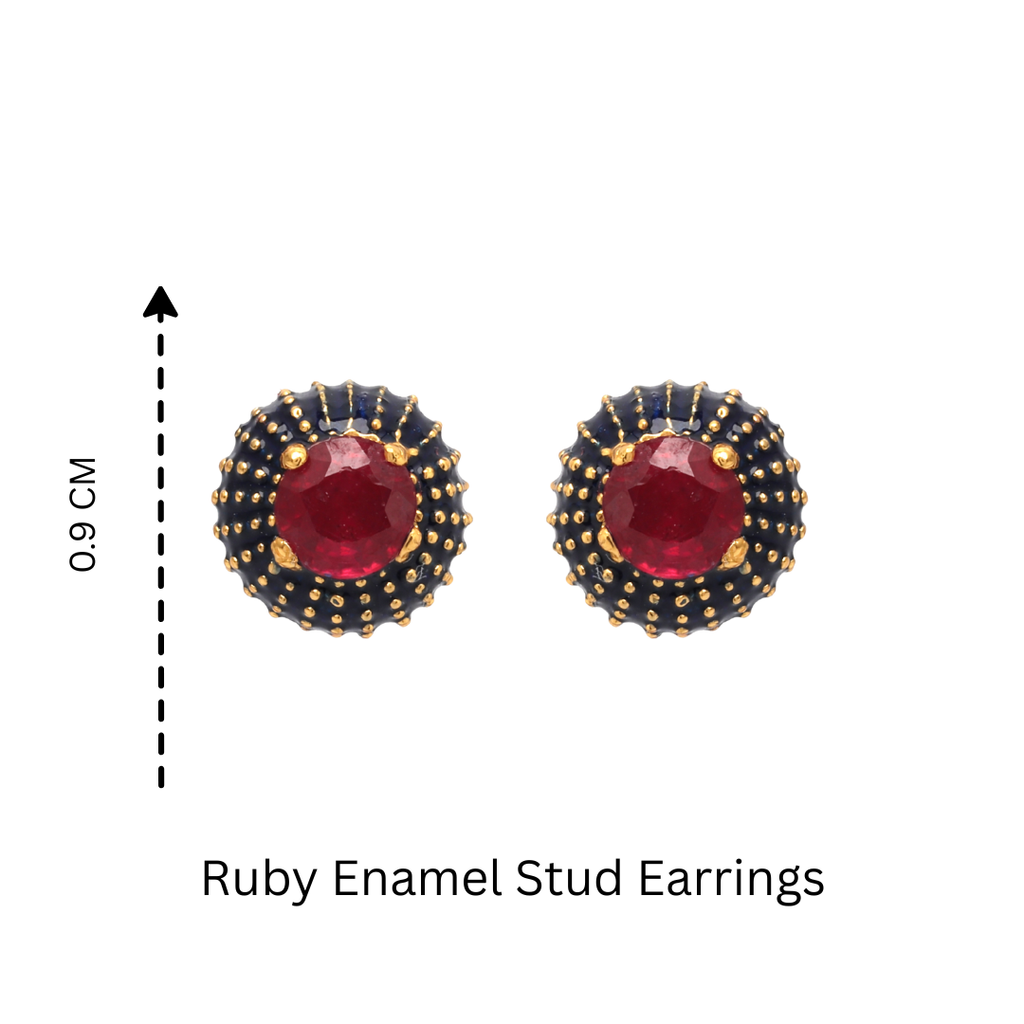 Gold plated ruby earrings in sterling silver for women