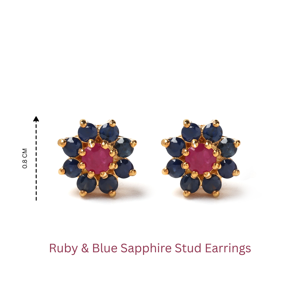 Small floral gemstone stud earrings in sterling silver