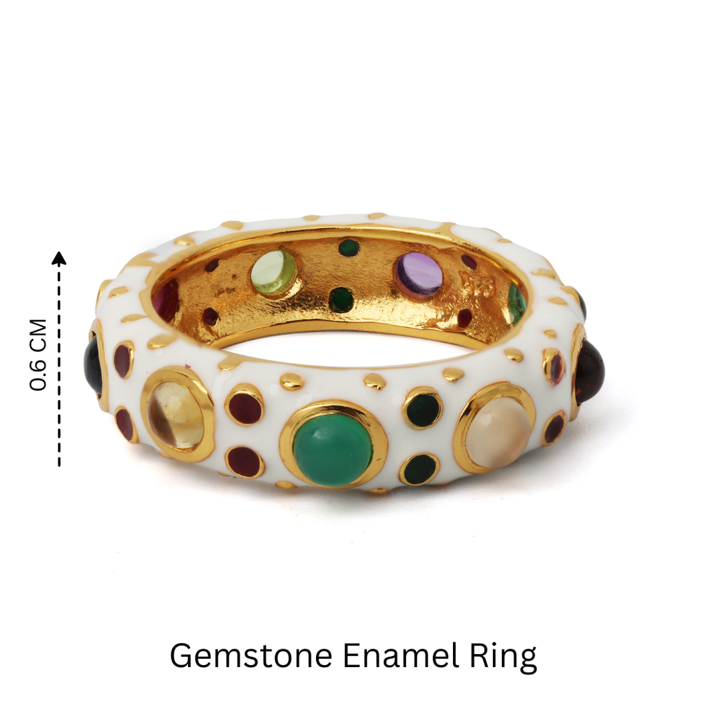 Luxury sterling silver ring with colorful gemstone accents