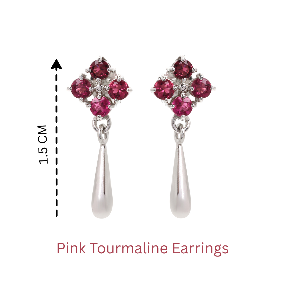 Minimalist luxury pink tourmaline earrings handcrafted in Thailand