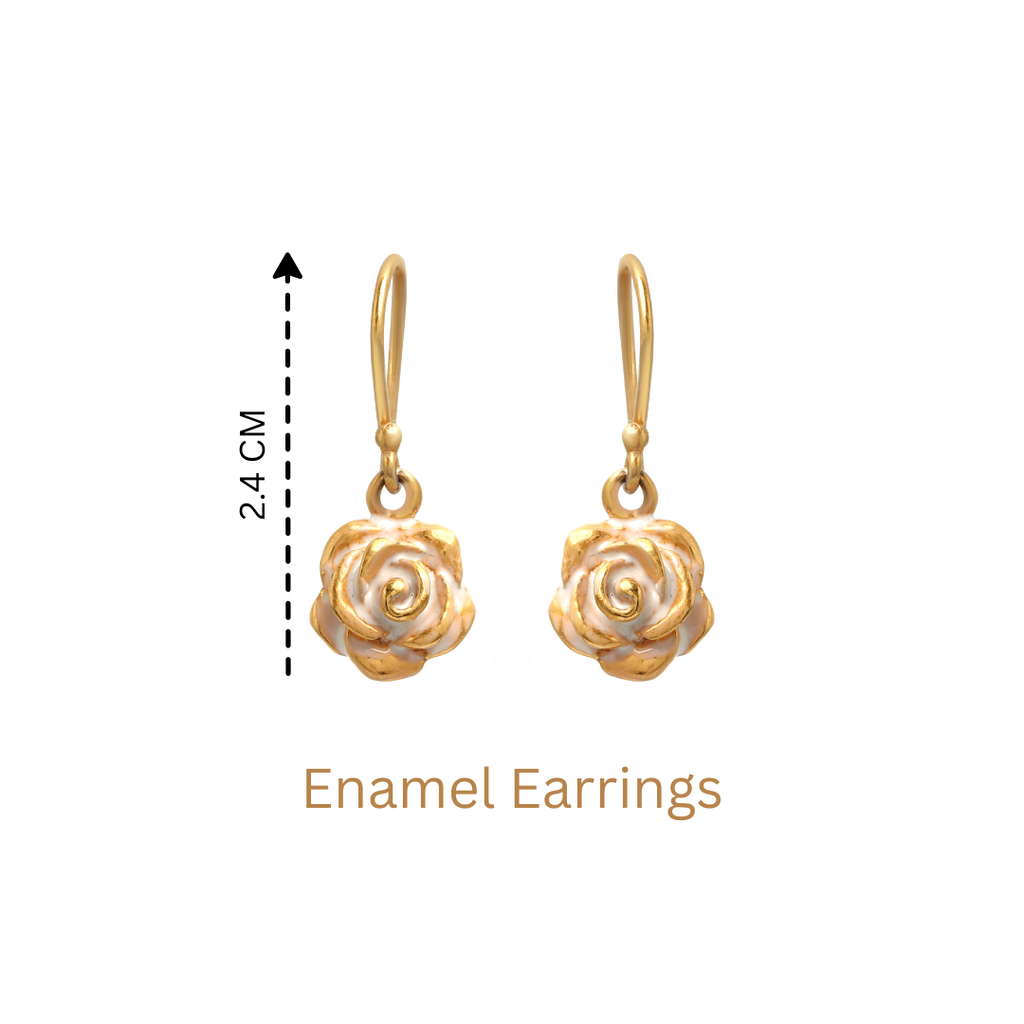 Luxury white and gold floral earrings for women