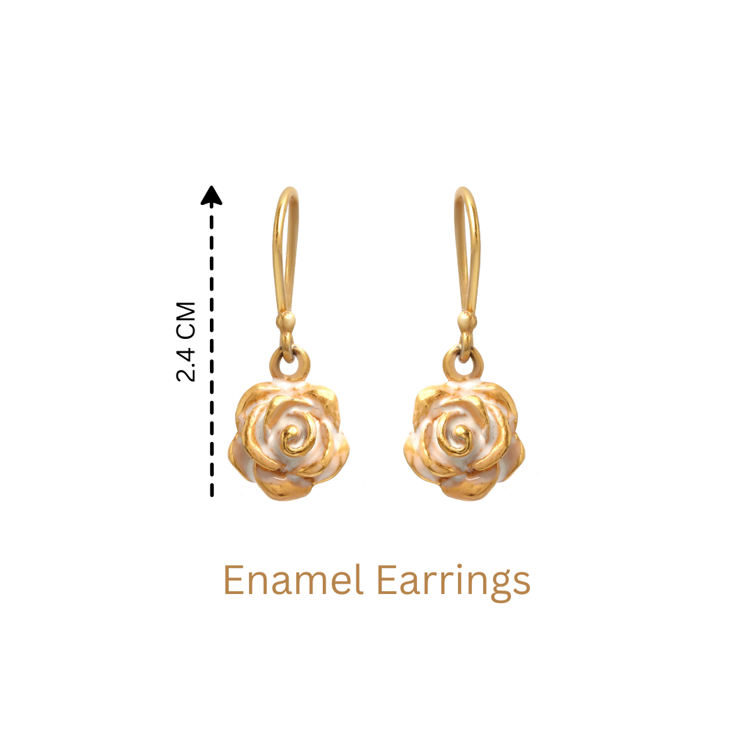 Luxury white and gold floral earrings for women