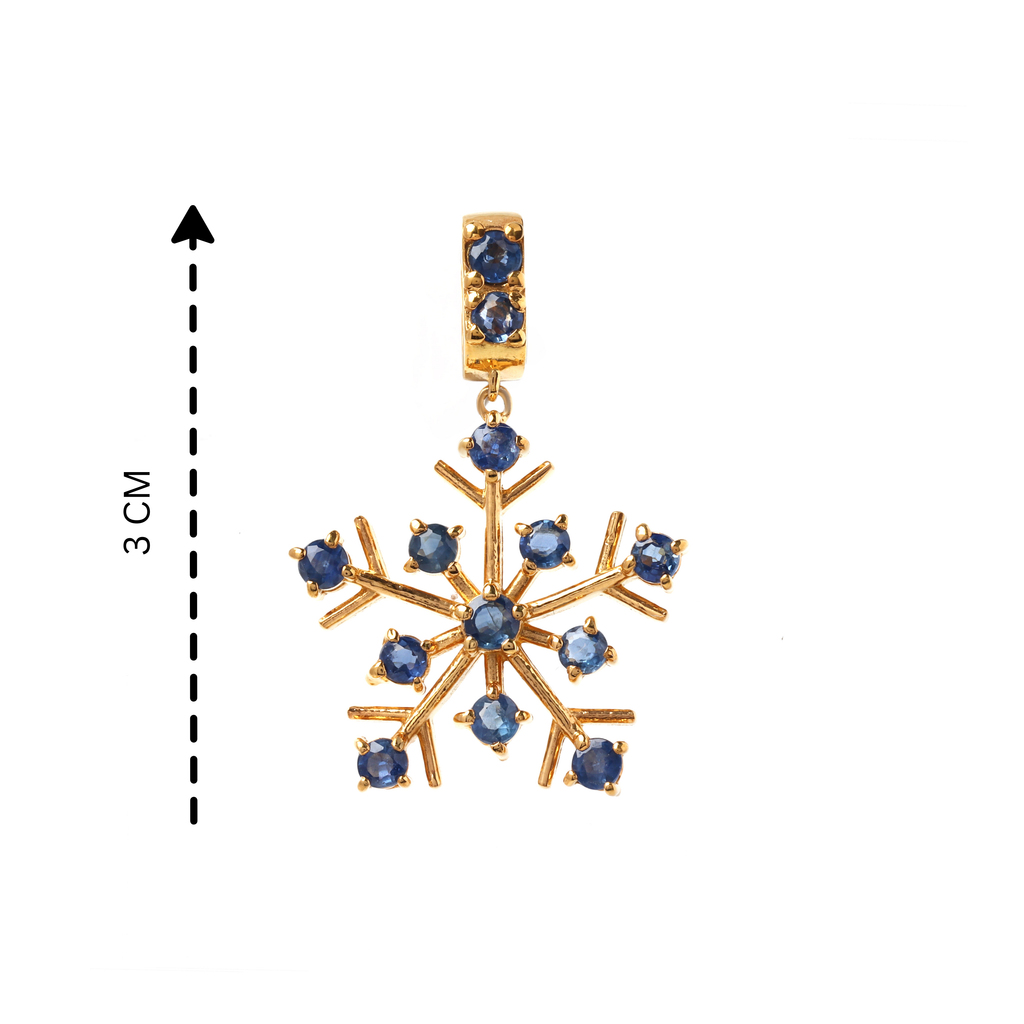 Detail view of prong-set sapphire stones in 925 sterling silver pendant by Jewelry by Crimson