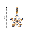 Gold snowflake pendant with blue gemstones, 3cm tall, handcrafted sterling silver jewelry