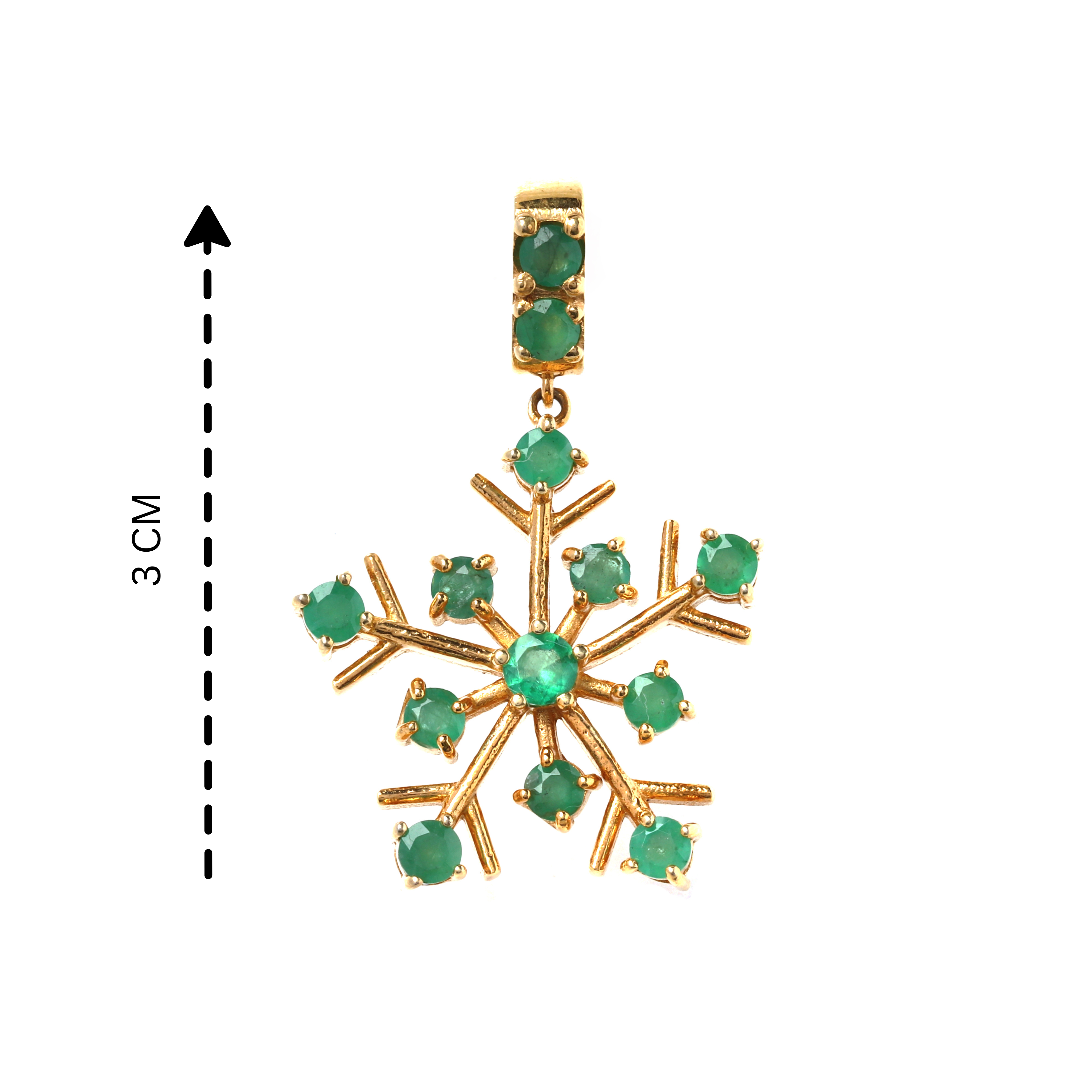 Snowflake-inspired emerald pendant in sterling silver showcasing modern luxury craftsmanship