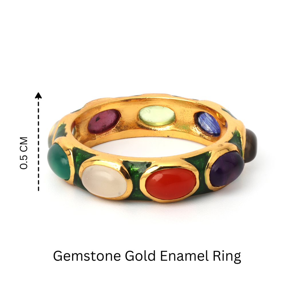 Colorful gemstone band ring with 14K gold plated finish