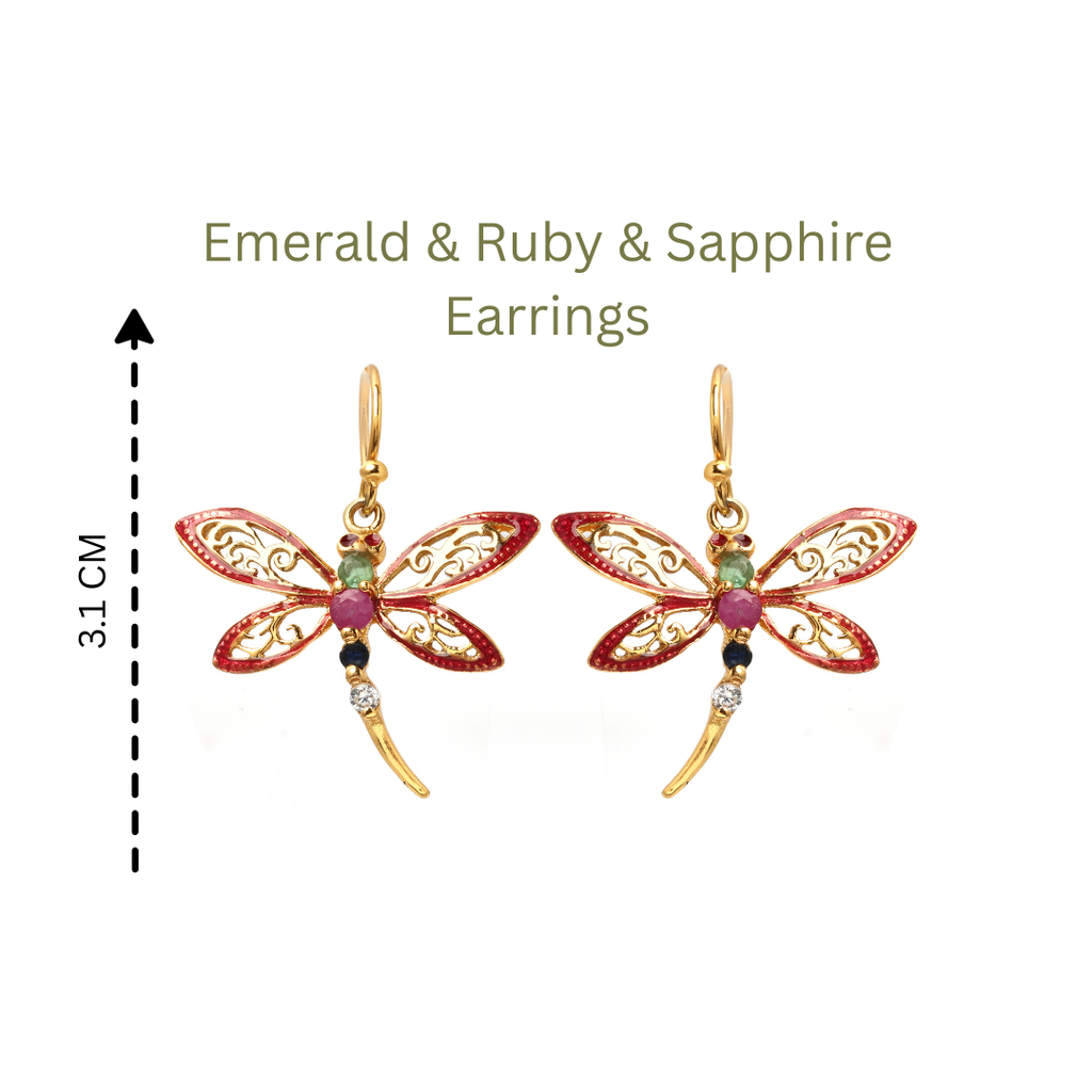 Nature-inspired gold plated earrings with multi color gemstones