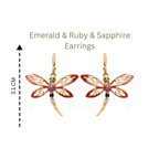 Nature-inspired gold plated earrings with multi color gemstones