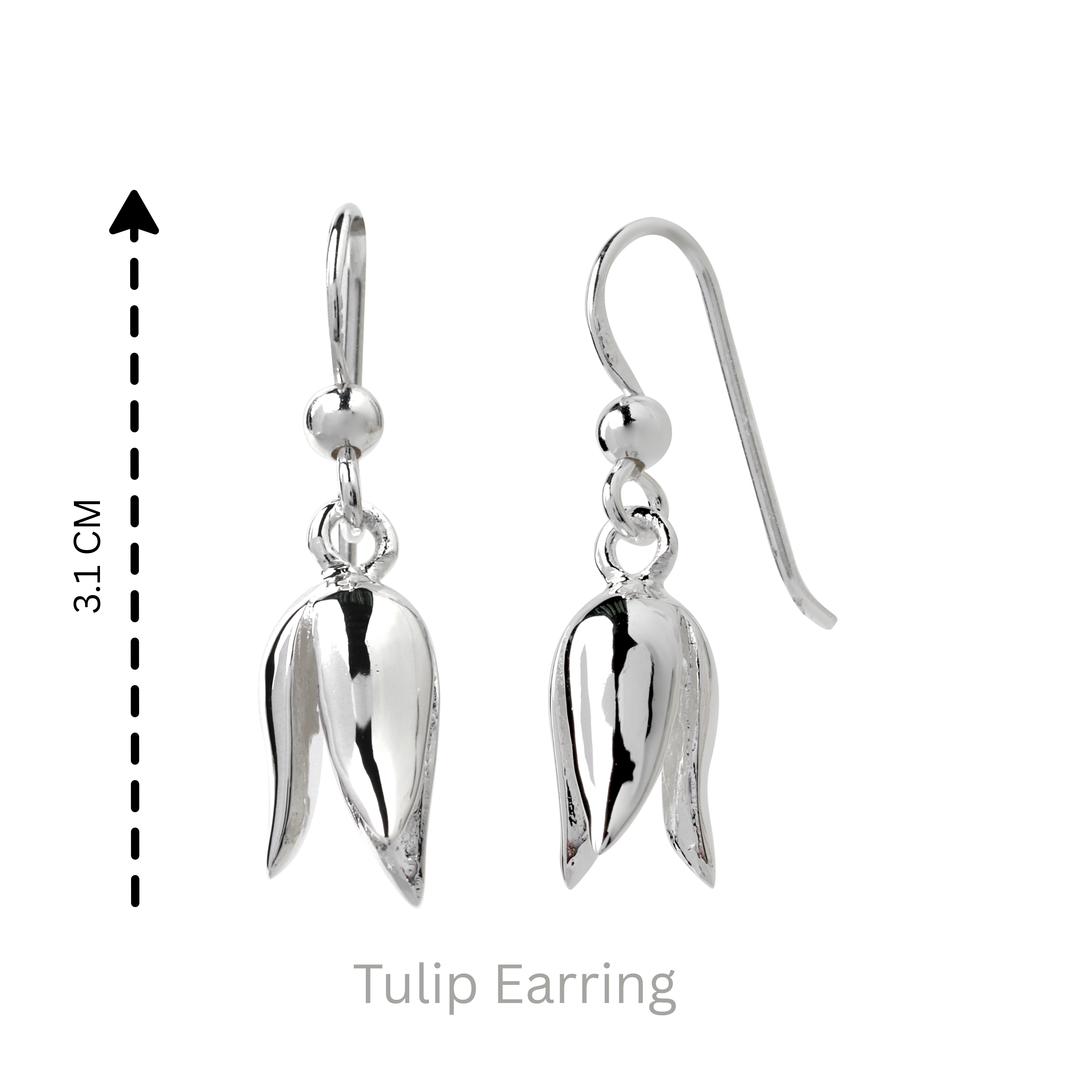Modern sterling silver tulip dangle earrings