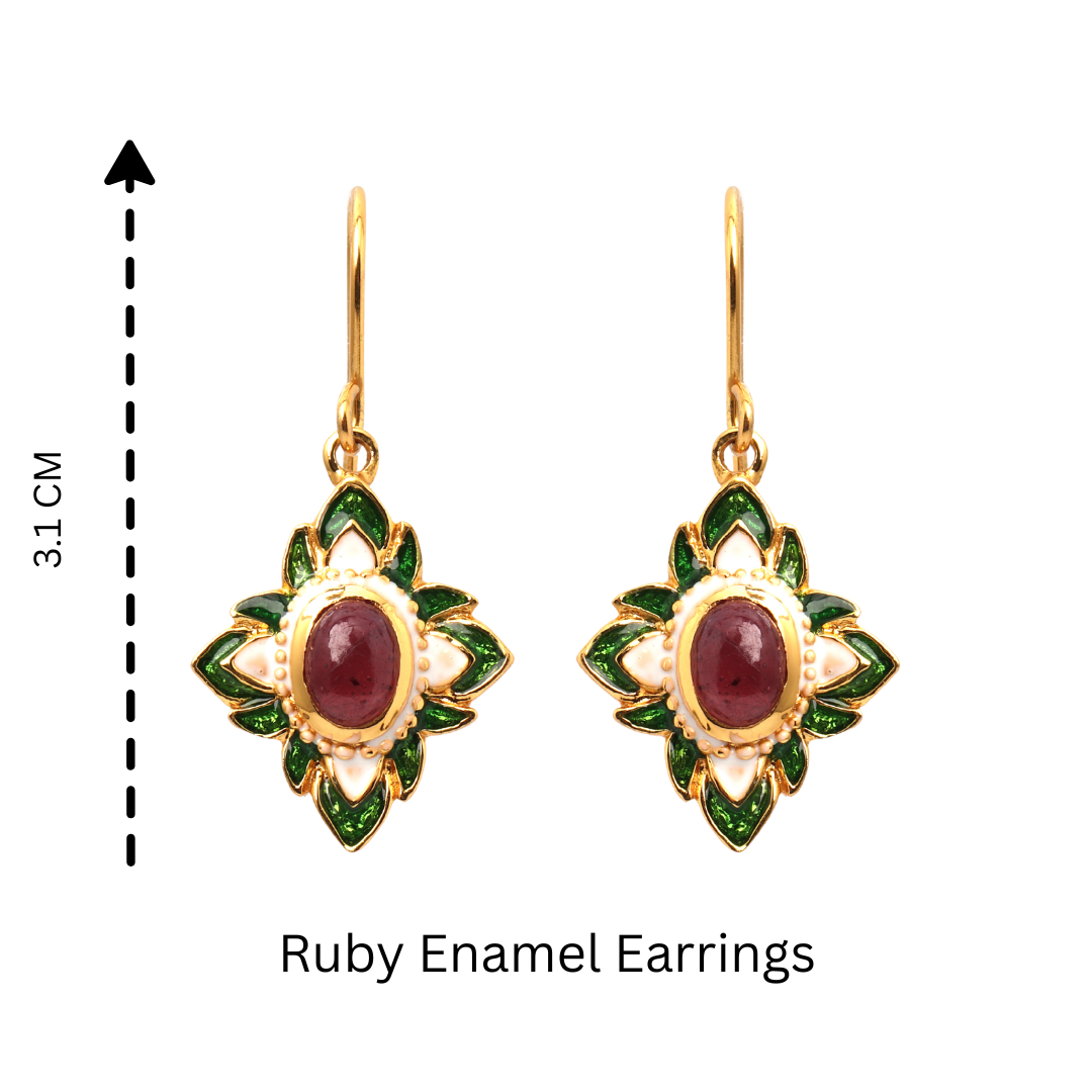 Artisan floral ruby earrings for women handcrafted in Thailand