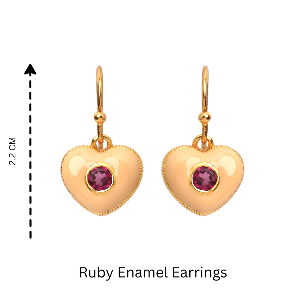 Luxury gold plated ruby heart earrings by Jewelry by Crimson