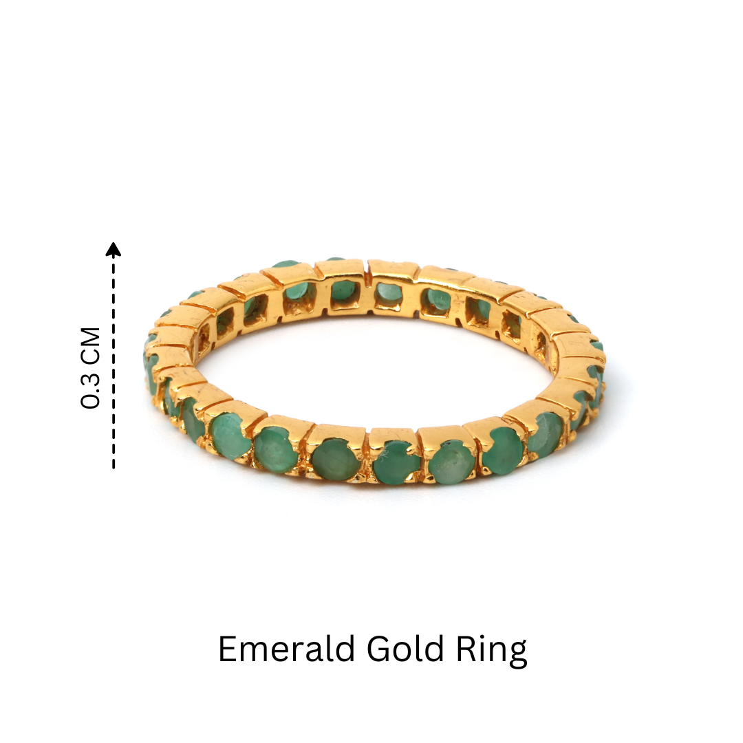 Elegant emerald eternity band in sterling silver