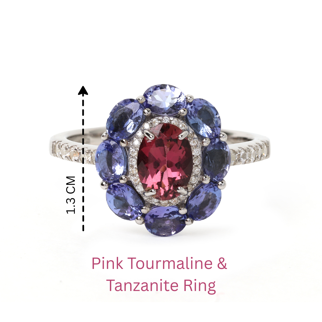 Luxury pink and blue gemstone ring handcrafted in Thailand