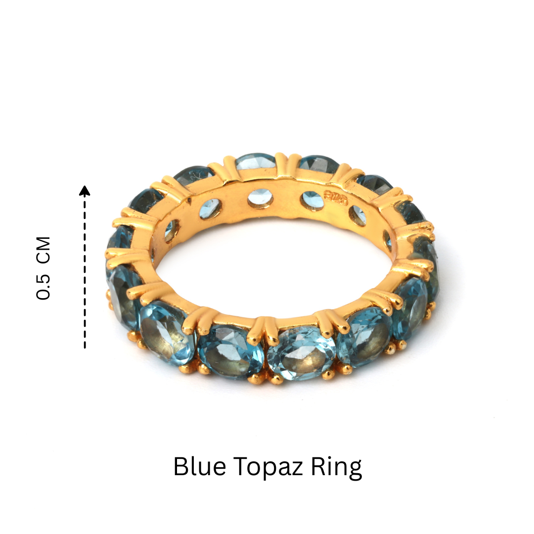 Minimalist blue topaz eternity band in sterling silver