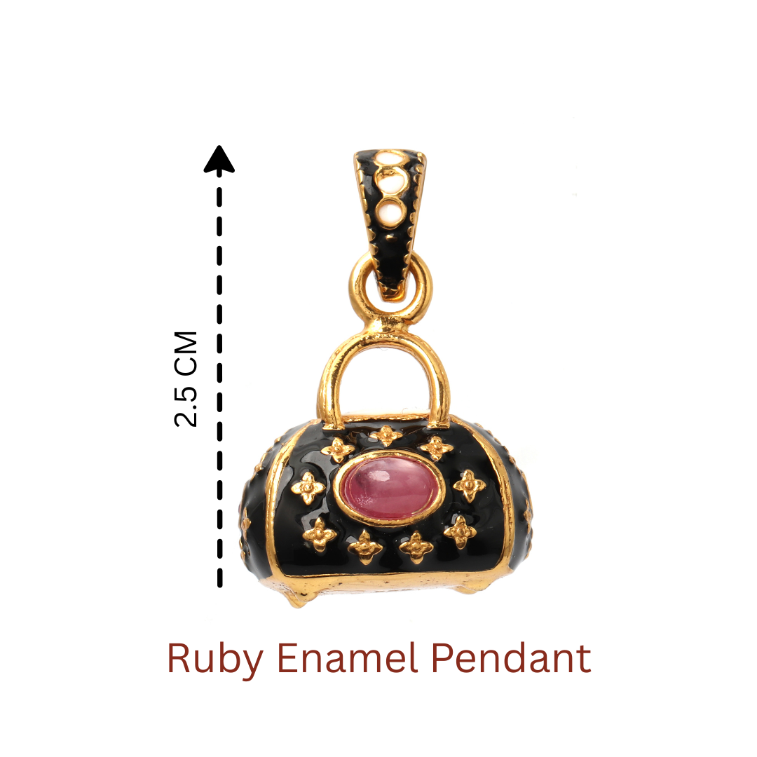 Elegant black and gold handbag charm pendant for women
