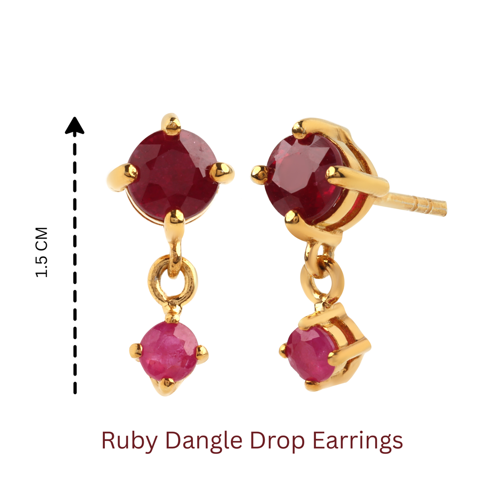 Ruby dangle earrings in hypoallergenic 925 sterling silver, lightweight everyday design by Jewelry by Crimson