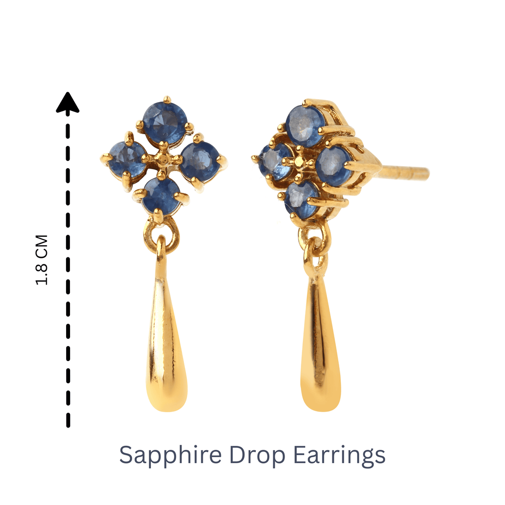 Elegant sapphire drop earrings inspired by modern Gleam style in 925 sterling silver by Jewelry by Crimson