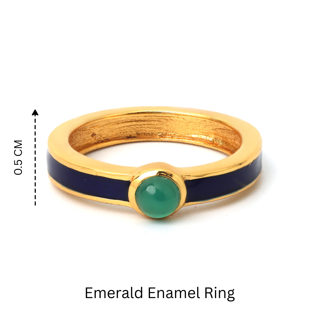 Modern emerald and enamel ring for women