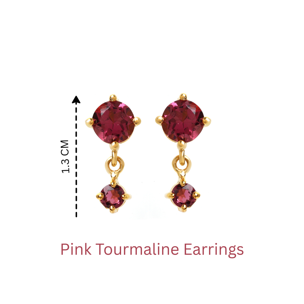 Handcrafted pink tourmaline drop earrings in sterling silver