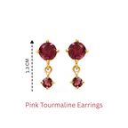 Pink tourmaline drop earrings in gold, 1.3 cm length, handcrafted gemstone jewelry